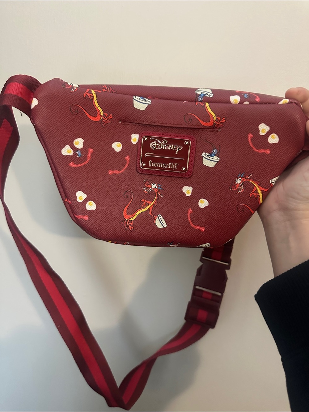 Loungefly Maroon Red Dragon & Bowl Printed Crossbody Fanny Pack - Picture 2 of 4